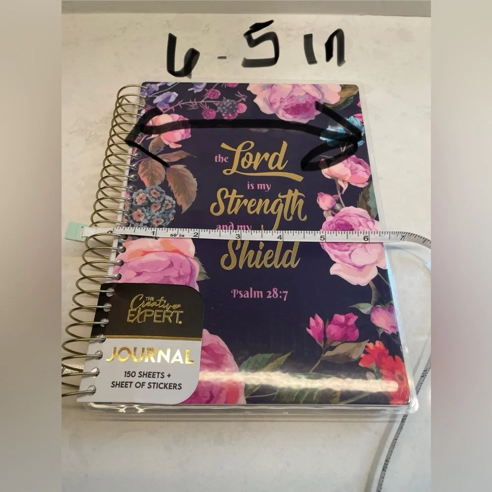 Blue and Pink Floral Print Inspirational Laminated‎ Hard Cover Spiral Journal